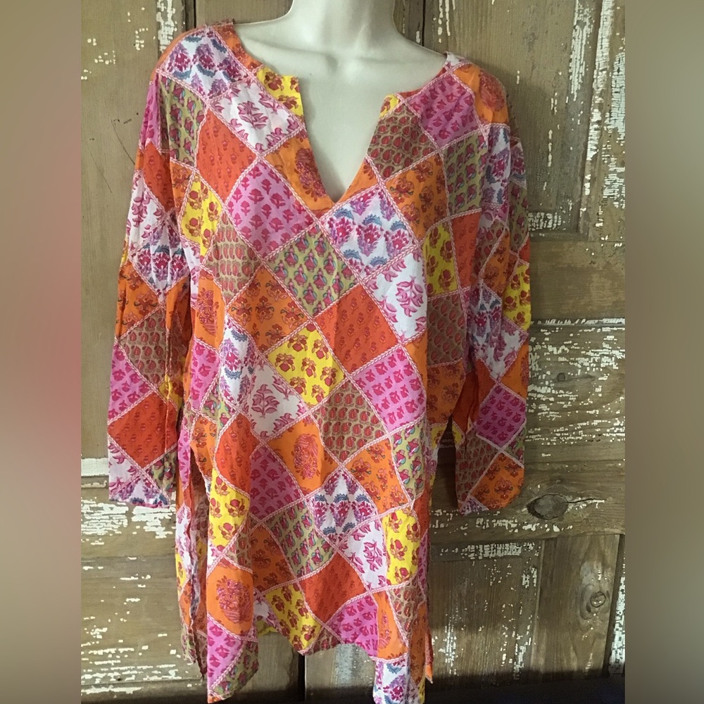 Kikisol Tunic Top Patchwork Size Large - image 1